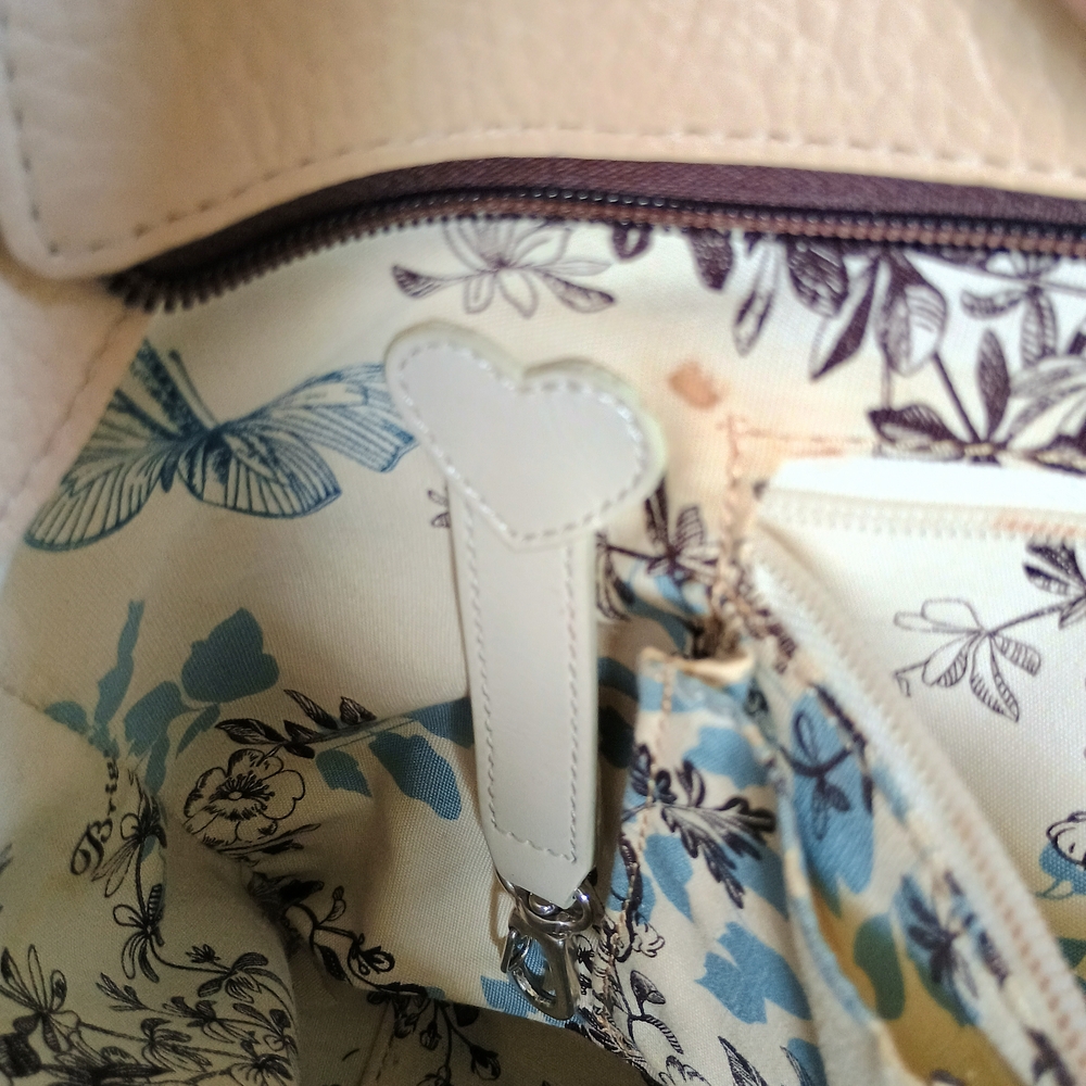 Beautiful Brighton straw and leather butterfly shoulder tote bag, 9x14, designer - Picture 7 of 14